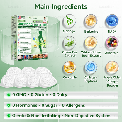 Uradna trgovina | 👩‍⚕️Luxarise® Moringa & Berberine 10-v-1 napredni nano mikroiglični obliž (enkrat dnevno, vidne spremembe v 7 dneh) ✅Debelost, sladkorna bolezen, apneja v spanju in težave s sklepi🥦